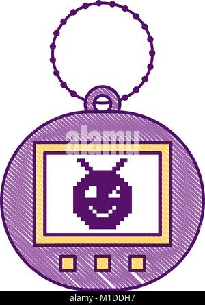 tamagotchi game with pixel animal pet simulator Stock Vector