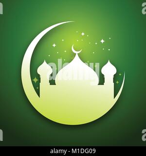 Green Eid Mubarak Vector Graphic Card Design Stock Vector