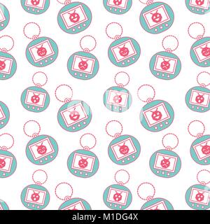 seamless pattern toy vintage tamagotchi vector illustration Stock Vector