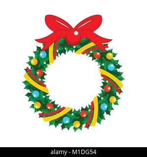 Christmas Fully Decorated Garland Vector Graphic Illustration Sign Symbol Design Stock Vector