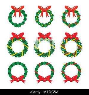 Christmas Garlands Icon Vector Graphic Illustration Sign Symbol Design Set Stock Vector