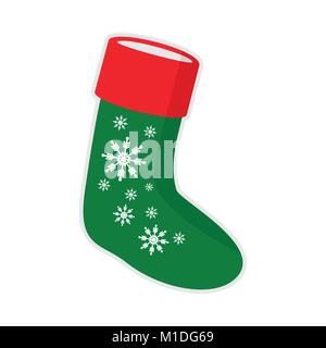 Christmas Green Sock Snowflake Vector Graphic Illustration Sign Symbol Design Stock Vector