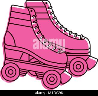 retro roller skates wheels trendy vintage vector illustration Stock Vector