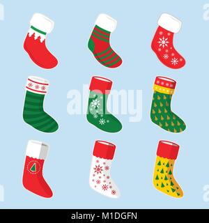 Christmas Socks Vector Vector Graphic Illustration Sign Symbol Design Set Stock Vector