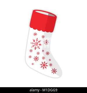 Christmas White Sock Snowflakes Vector Graphic Illustration Sign Symbol Design Stock Vector