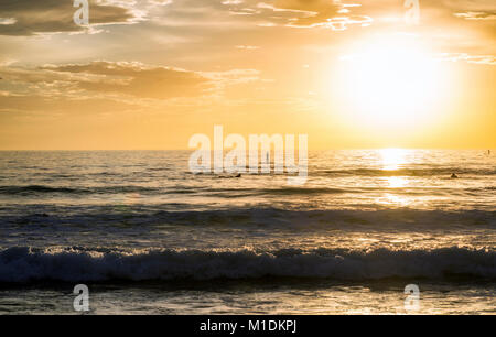 Vibrant summer sunset photographed from Mission Beach, San Diego, California, USA. Stock Photo