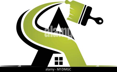 Letter A Home Brush Painting Stock Vector