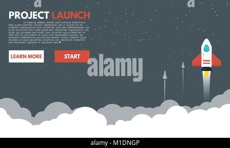 Rocket to the space clouds Stock Vector