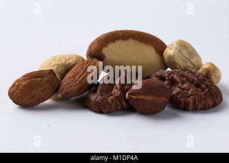 Mixed nuts isolated on a white background Stock Photo