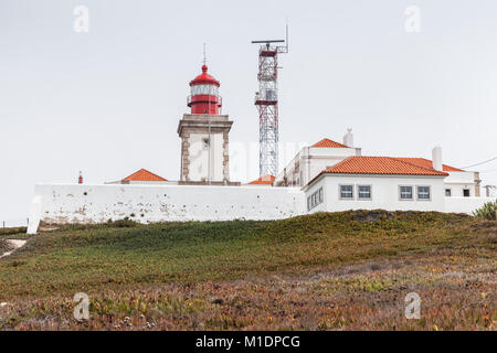Cabo da Roca lighthouse and buildings, Portugal Stock Photo