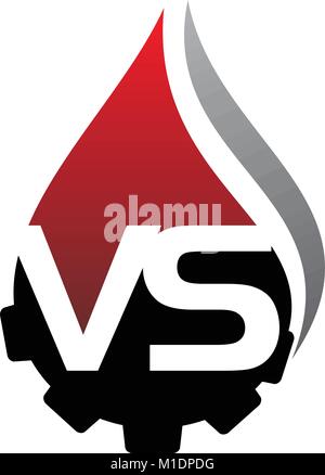 Letter VS Oil Gear Stock Vector