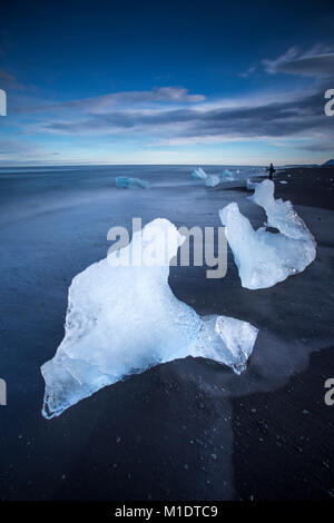 The Ice beach or Diamond beach near the Glacier Lagoon in south east Iceland Stock Photo