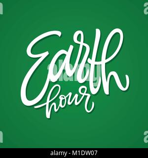 Earth hour - vector hand drawn brush pen lettering Stock Vector