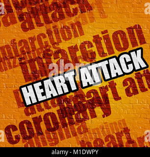 Healthcare concept: Heart Attack on the Yellow Brick Wall . Stock Photo