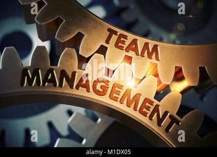 Golden Gears with Team Management Concept. 3D Illustration. Stock Photo