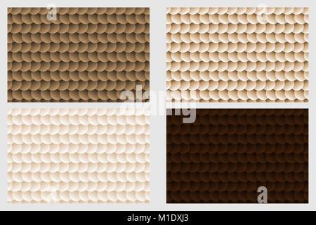 Fish scale pattern, Simple circular background - brown set - vector circle pattern Stock Vector