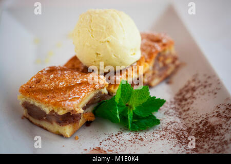 Apple pie with vanilla icecream Stock Photo