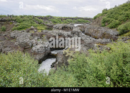 Hraunfossar or Lava Falls, near Husafell Iceland Stock Photo