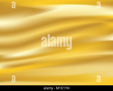 Abstract gold. background Vector gold cloth Fabric Textile Drape with Crease Wavy Folds.with soft waves and Gold fabric, waving in the wind Stock Vector