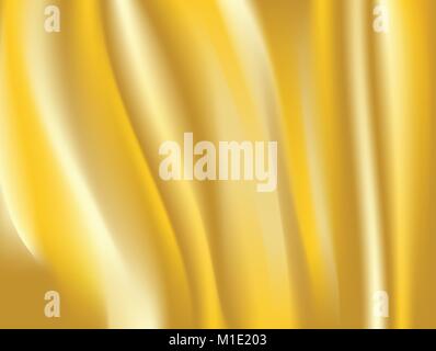 Abstract gold. background Vector gold cloth Fabric Textile Drape with Crease Wavy Folds.with soft waves and Gold fabric, waving in the wind Stock Vector