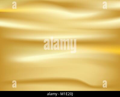 Abstract gold. background Vector gold cloth Fabric Textile Drape with Crease Wavy Folds.with soft waves and Gold fabric, waving in the wind Stock Vector