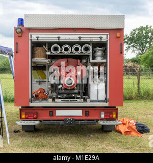 Fire Engine Truck Rear Pump House Water outlet Stock Photo - Alamy