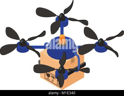 Delivery drone icon, isometric style Stock Vector