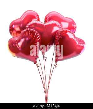 Red heart balloons isolated. Red balloons isolated on white background. Valentine's day Stock Photo