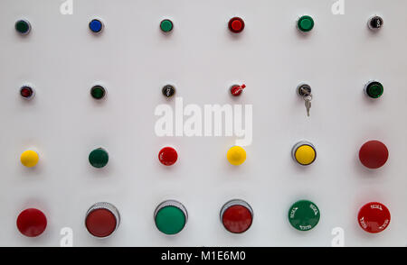 Variety type of start - stop buttons on panel Stock Photo