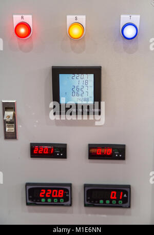 Lighting show on CNC control panel box Stock Photo