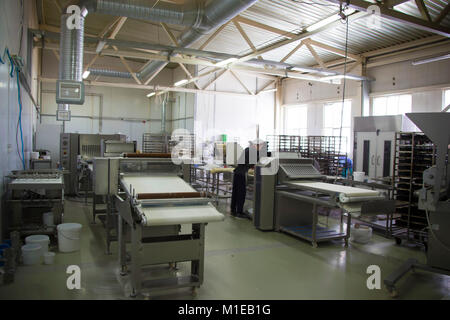 Factory for baking culinary products.Industrial baking line.Culinary production Stock Photo