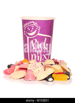 mixture of pick and mix sweets studio cutout Stock Photo