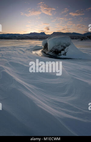 Frozen Lake Tornetrask in the Swedish Arctic Stock Photo