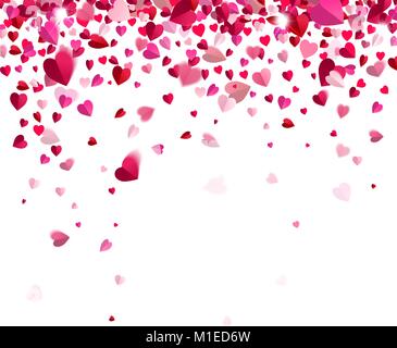 falling confetti of red hearts Stock Vector