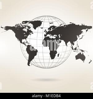 world map on a light background Stock Vector