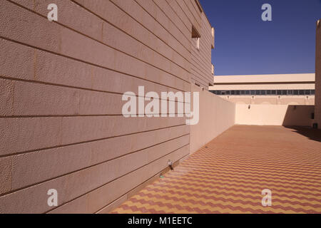 Natural Stone (Jordan Stone) Wall Cladding in a Residential Villa Stock Photo