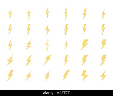 Lightning Vector Flat Glyph Icons Set. Expand to any Size - Easy Change Colour. Stock Vector