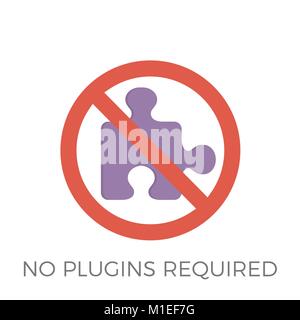 No Plugins Required Icon Vector. Isolated on White Background. Trendy Flat Style. Stock Vector