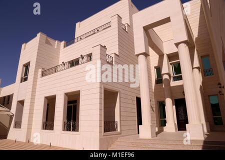 Decorative Columns on Entrance of a Contemporary Style Villa in Dubai Stock Photo