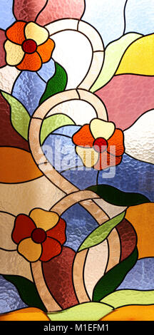 Stained Glass Decoration on Entrance Door Stock Photo