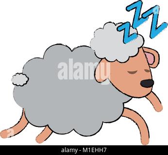 Sheep sleeping cartoon Stock Vector Art & Illustration, Vector Image ...