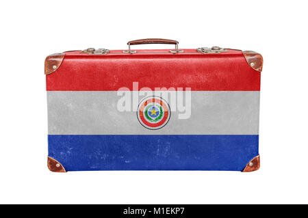 Vintage suitcase with Paraguay flag Stock Photo