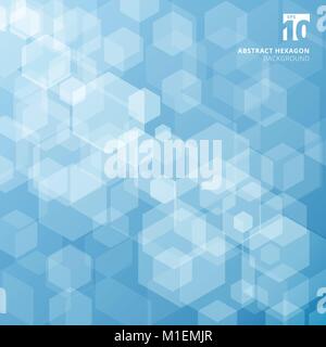 Abstract technology with hexagons overlay on blue background. Vector illustration Stock Vector
