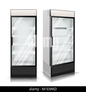 Realistic Refrigerator Vector. Cooling Drinks. Isolated Illustration Stock Vector