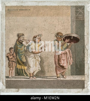 Naples. Italy. Roman mosaic depicting street musicians. Museo Archeologico Nazionale di Napoli. Naples National Archaeological Museum. Stock Photo