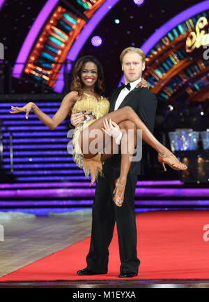 Jonnie Peacock & Oti Mabuse at  The Strictly Come Dancing Live Tour Photocall,  Arena Birmingham, Birmingham. Stock Photo