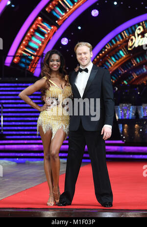 Jonnie Peacock & Oti Mabuse at  The Strictly Come Dancing Live Tour Photocall,  Arena Birmingham, Birmingham. Stock Photo