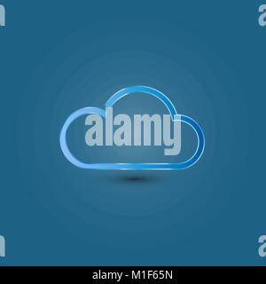 Blue cloud icon on a blue background, vector illustration Stock Vector