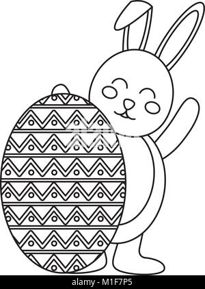 easter celebration with rabbit behind the big egg Stock Vector