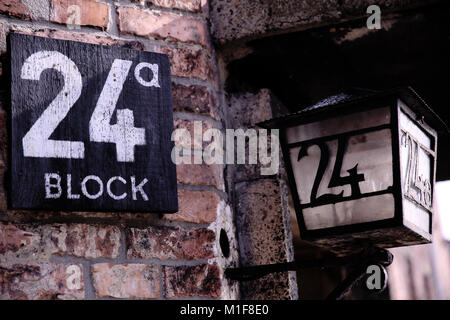 Accommodation block 24a in Auschwitz I - Oswiecim - Poland Stock Photo